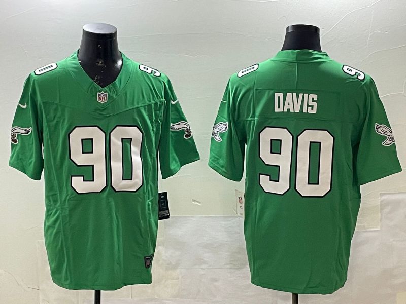 Men Philadelphia Eagles #90 Davis Green three generations 2025 Nike Vapor Limited NFL Jersey style 1->philadelphia eagles->NFL Jersey